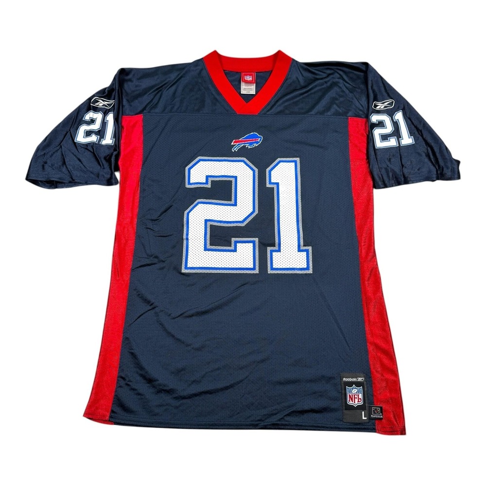 Buffalo Bills Football Jersey Mens L Blue NFL Reebok McGahee 21 Home On Field